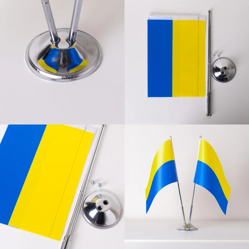 زد سي بايراك Zc Flag Ukraine 2 Piece Table Flag Satin Fabric Digital Printing 15x22,5 cm