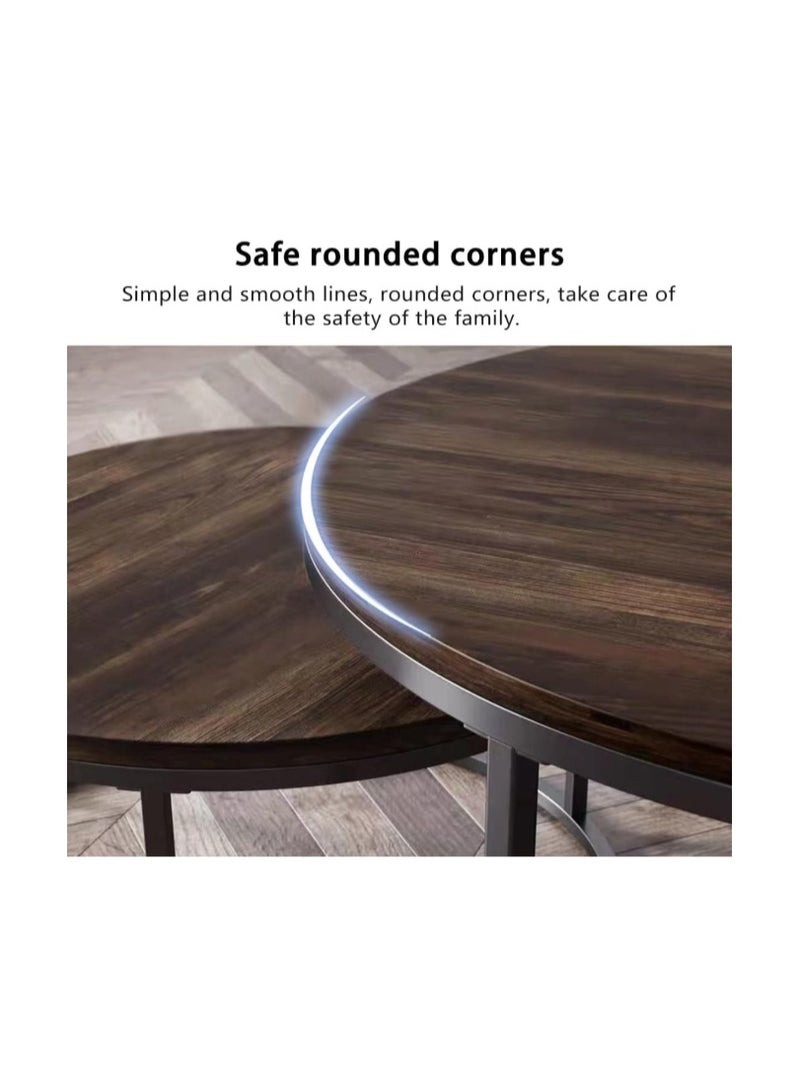 ZUCNG Nesting Tables Removable Set of 2 End Table, Round Coffee Tables with Gold Metal Frame Legs  for Living Room, Bedroom, Office, Balcony, Apartment - Image 3
