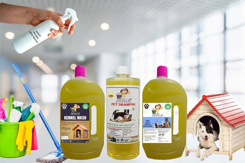 swacch Kennel Wash + Pet Shampoo I Pet Aqua Odour Remover 1 Litre Combo Pack of 3 (Lemon) Economical Pack I Dog and Cat Friendly - Image 2