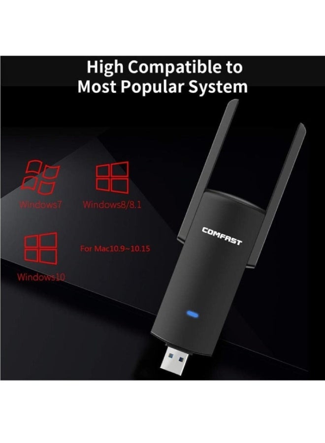 كومفاست محول واي فاي USB 3.0 ثنائي النطاق 1300Mbps ‎2.4G/5GHz مع هوائيات مزدوجة – كرت شبكة لاسلكي RTL8812BU للكمبيوتر واللابتوب - Image 3