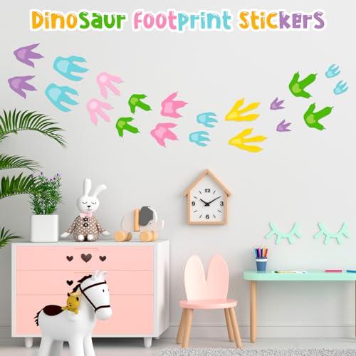 KFPPLXQ 90 Pcs Dinosaur Footprints for Floor Colorful Dinosaur Decor Realistic Dino Footprints Wall Decals for Kids Classroom Jurassic Birthday Decoration School Playroom Baby Nursery Bedroom Home - Image 5