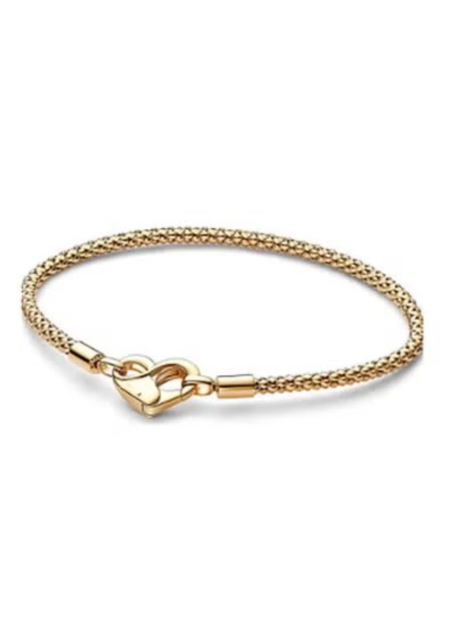 Gold Mesh Chain Heart Clasp Basic Bracelet