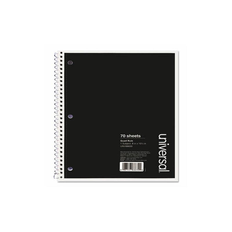 Universal UNV66630 105 in x 8 in 1Subject Quadrille Rule Wirebound Notebook Black Cover