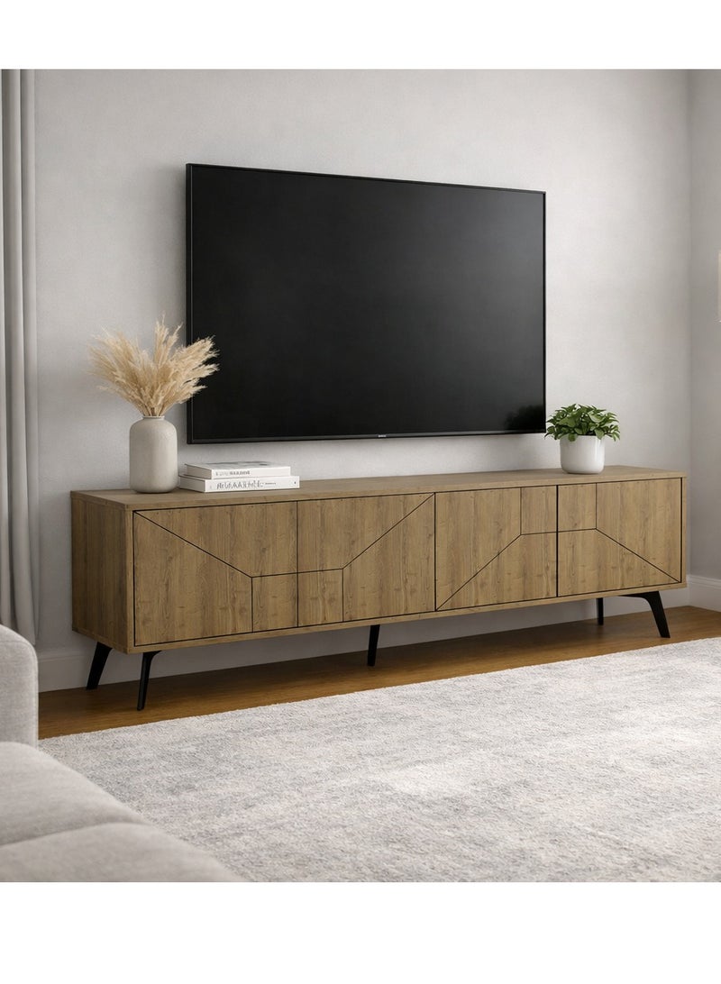 Mourah Home Dune Tv Stand Up To 70 Inches Tvs | Modern Tv Cabinet 4Door | Modern Tv Units For Living Room | Storage Cabinet | 180X29.6X50 Cm | Hitit - Image 1