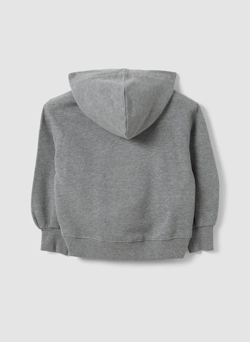 Ovs OVS Grey Cotton-Viscose Blend Sweatshirt With Embroidered Teddy Bear For Girls
