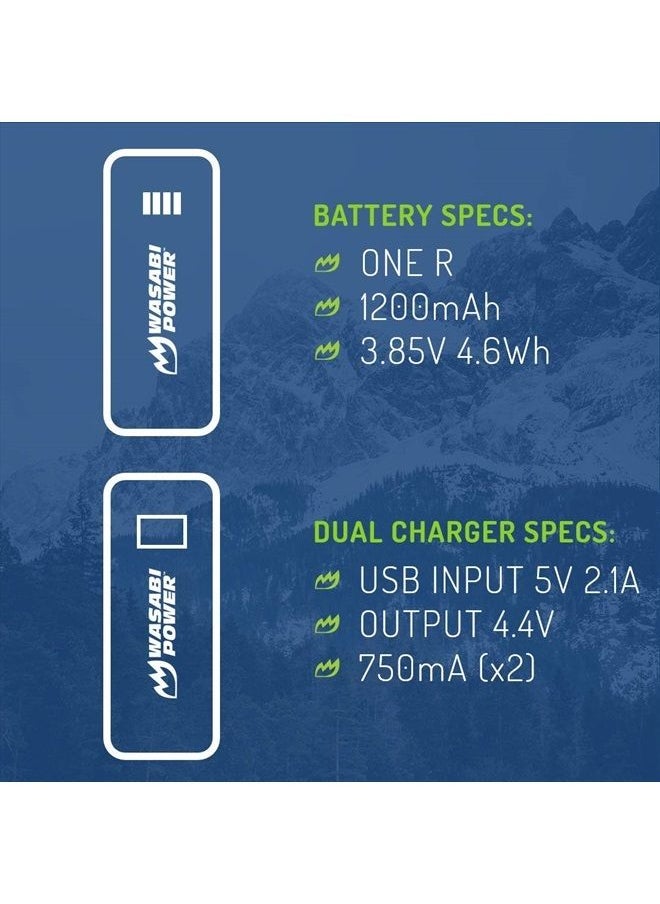 Insta360 ONE R Battery (2-Pack) and Dual USB Charger Base Bundle Compatible with Insta360 ONE R Camera