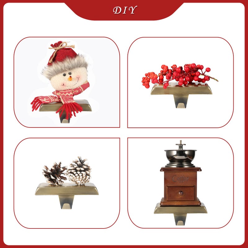 Sunshane Christmas Stocking Holders Mantel Stocking Hanger Hooks Fireplace Mantle Metal Hang Bases For Xmas Party Decorations (Bronze  6) - Image 5