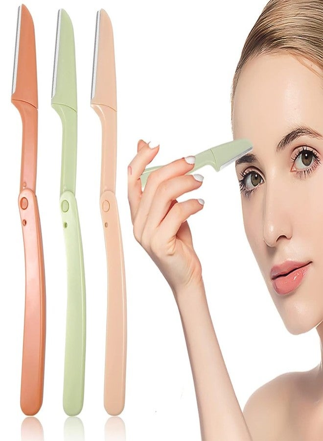 Calitate24 Women Foldable Razors for Facial Hair, Eyebrow Shaper Razors, Facial Hair Remover, Dermablade Razor for Women Face, Remove Fine Hairs, Eyebrow, Face and Neck Stainless Steel Razor, Pack of 3 - Image 1