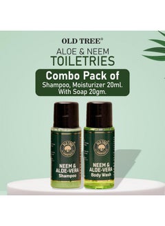 Old Tree Aloe-Neem Bath Gel And Shampoo Combo 20Ml Each - (Set Of 50) | Hotel Toiletries Kit For Hotel Rooms, Guest House, Marriage Hall And Hospitality  - Image 4