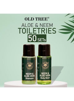 Old Tree Aloe-Neem Bath Gel And Shampoo Combo 20Ml Each - (Set Of 50) | Hotel Toiletries Kit For Hotel Rooms, Guest House, Marriage Hall And Hospitality  - Image 2