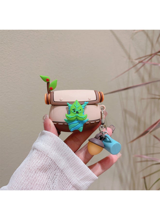 Generic - Ya Haha Backpack Airpods Pro For Apple Bluetooth Headset Case 2/3/4 Generation Protective Case Zelda Legend Tide-Color:Khaki Haha Backpack Headphone Cover + Oil Lamp Pendant-Applicable Models:AirPods 4(2024) - Image 1