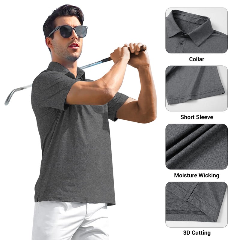 MLYENX 5 Pack Mens Polo Shirts Short Sleeve Quick Dry Moisture Wicking Casual Golf T Shirts for Men - Image 5