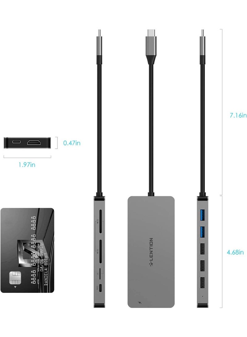 Lention LENTION USB C Hub with 3-Slot Card Reader, 4K HDMI, USB 3.0, USB 2.0, Type C Data/Charging Compatible 2023-2016 MacBook Pro, New Mac Air/Surface, Stable Driver Certified Adapter (CB-C19, Silver)  - Image 2