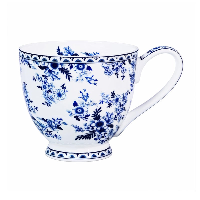 LanHong 16 oz Floral Mugs Bone China Mug Elegant Floral Coffee Tea Cup - Microwave Dishwasher Safe Mug Perfect for Coffee, Tea,Hot Beverages - Ideal Gift for Friend Colleague Dad Mom - Image 1