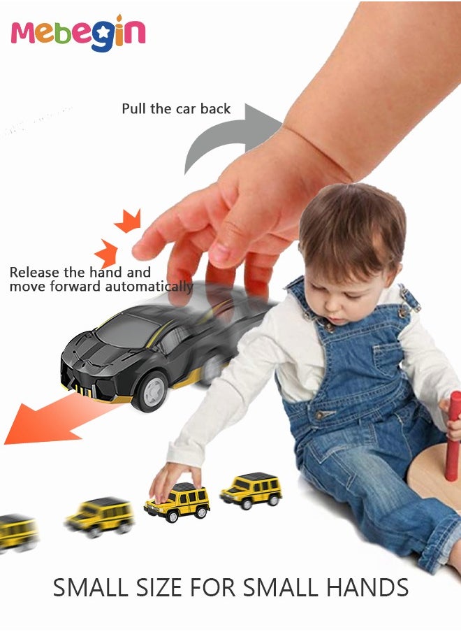 MEBEGIN - 8 Pieces Mini Vehicles Pull Back Cars Toys Set,City Cars and Trucks Toy Mini Model Vehicles Set for Toddlers, Boys, Girls’ Educational Play Party Favors, Birthday Gift - Image 1