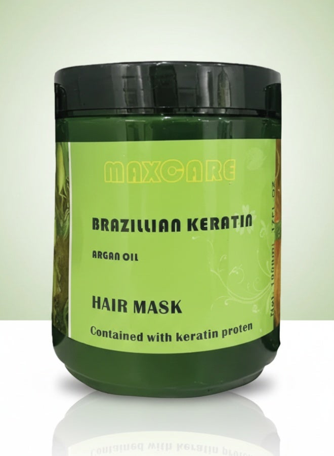 Maxcare Brazilian Keratin Argan Oil Hair Mask 1000 ml Deep Repair Smoothing Nourishing Treatment for Dry Damaged Hair - Image 1