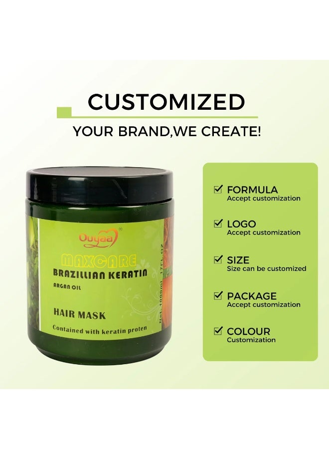 Maxcare Brazilian Keratin Argan Oil Hair Mask 1000 ml Deep Repair Smoothing Nourishing Treatment for Dry Damaged Hair - Image 4