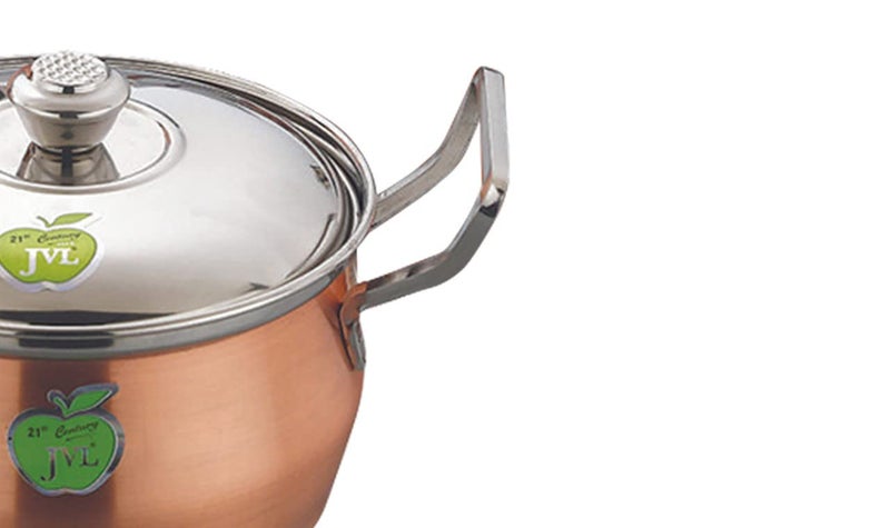 JVL Stainless Steel Full Copper PotHandi with Lid Handle Set 850 1300 2200 ml 3Piece Full Copper Handi Set for Cooking Handi for Cooking and Serving JVLAPFC1 - Image 4
