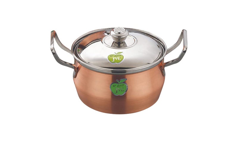 JVL Stainless Steel Full Copper PotHandi with Lid Handle Set 850 1300 2200 ml 3Piece Full Copper Handi Set for Cooking Handi for Cooking and Serving JVLAPFC1 - Image 3