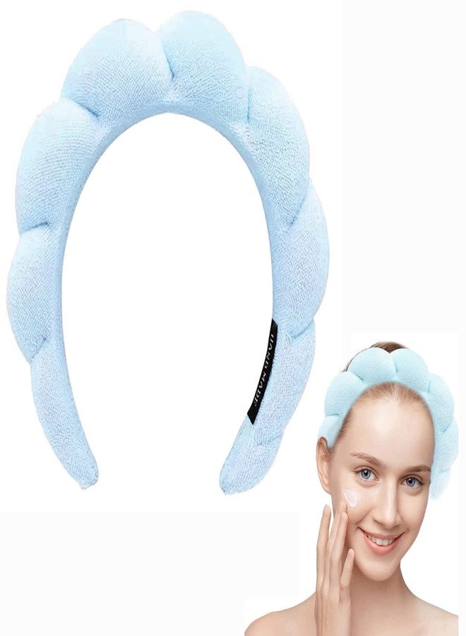 WFWJ Headband for Spa, Makeup Removal, Shower, and Skincare - Sponge Makeup Headband (Blue) - Image 1
