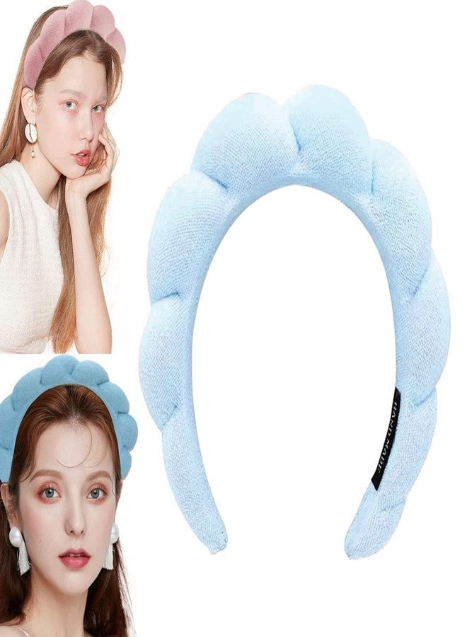 WFWJ Headband for Spa, Makeup Removal, Shower, and Skincare - Sponge Makeup Headband (Blue) - Image 3