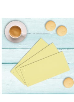 Terabyte Bristol Card Punched Dividers (Pack of 100) - 23x12.5x6.5 cm, 240gsm Paper, 2-Hole Punched, Horizontal, Organise A4 Documents -  YELLOW Colour  - Image 3