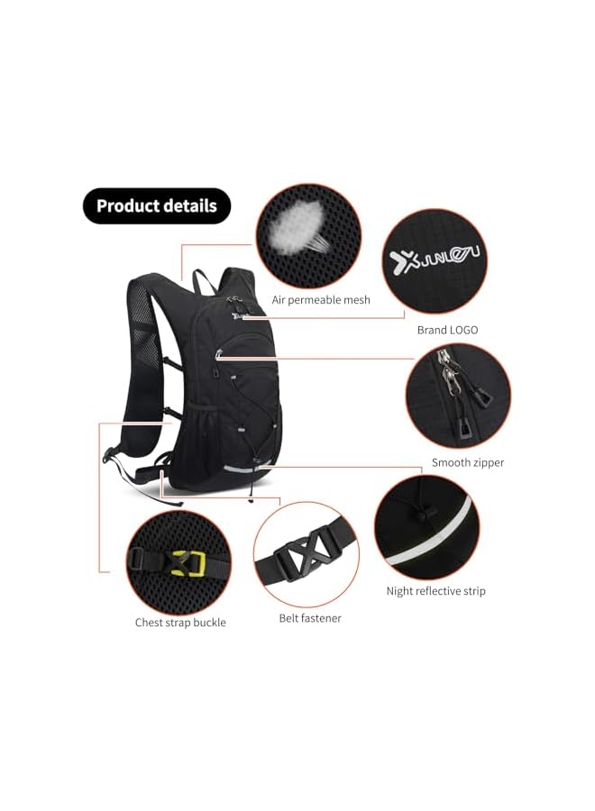 PROMASS حقيبة ظهر للمشي، حقائب سفر خفيفة الوزن ومقاومة للماء للرجال والنساء، حقيبة رياضية قابلة للتعبئة مع كيس ماء للمشي والتخييم - Image 3