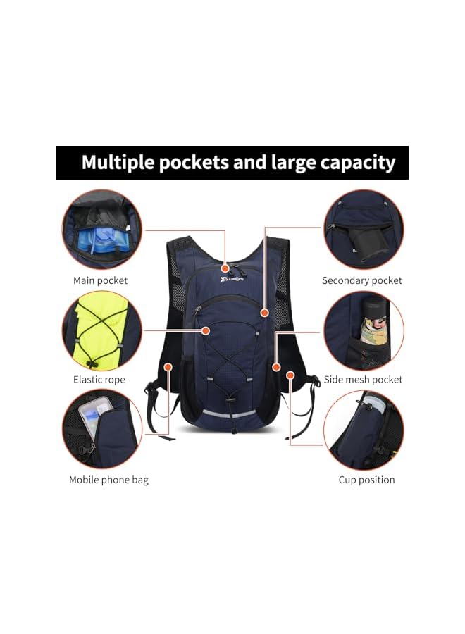 PROMASS حقيبة ظهر للمشي، حقائب سفر خفيفة الوزن ومقاومة للماء للرجال والنساء، حقيبة رياضية قابلة للتعبئة مع كيس ماء للمشي والتخييم - Image 4