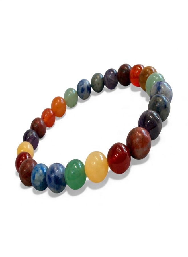 PAPILON Seven Chakra Bracelet | Original Certified Reiki Crystal Healing | Balance Chakras & Positive Energy | 8mm Beads | Unisex Bracelet for Men & Women - Image 1