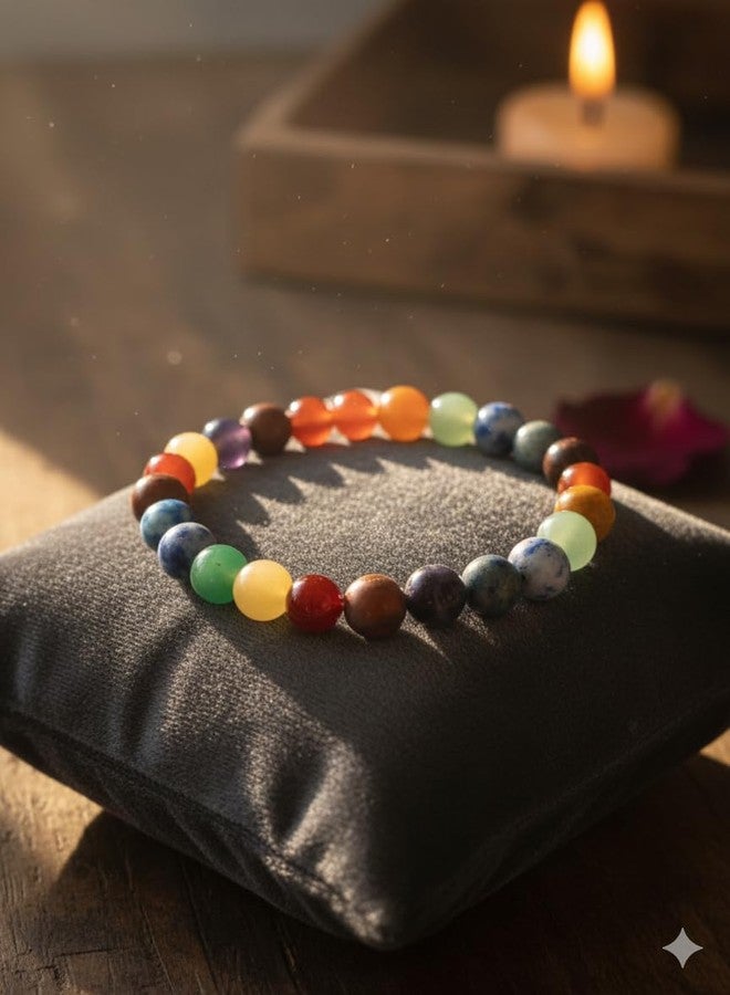 PAPILON Seven Chakra Bracelet | Original Certified Reiki Crystal Healing | Balance Chakras & Positive Energy | 8mm Beads | Unisex Bracelet for Men & Women - Image 4