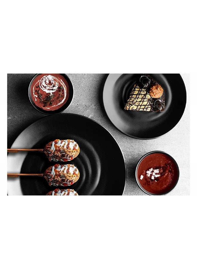 Everbuy Royal Black Matt Finish Melamine Dinner Plates- 11 Inch (Set of 12) - Image 4