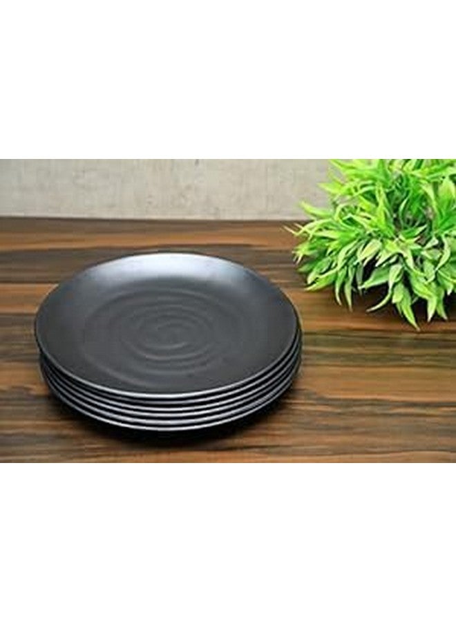 Everbuy Royal Black Matt Finish Melamine Dinner Plates- 11 Inch (Set of 12) - Image 2