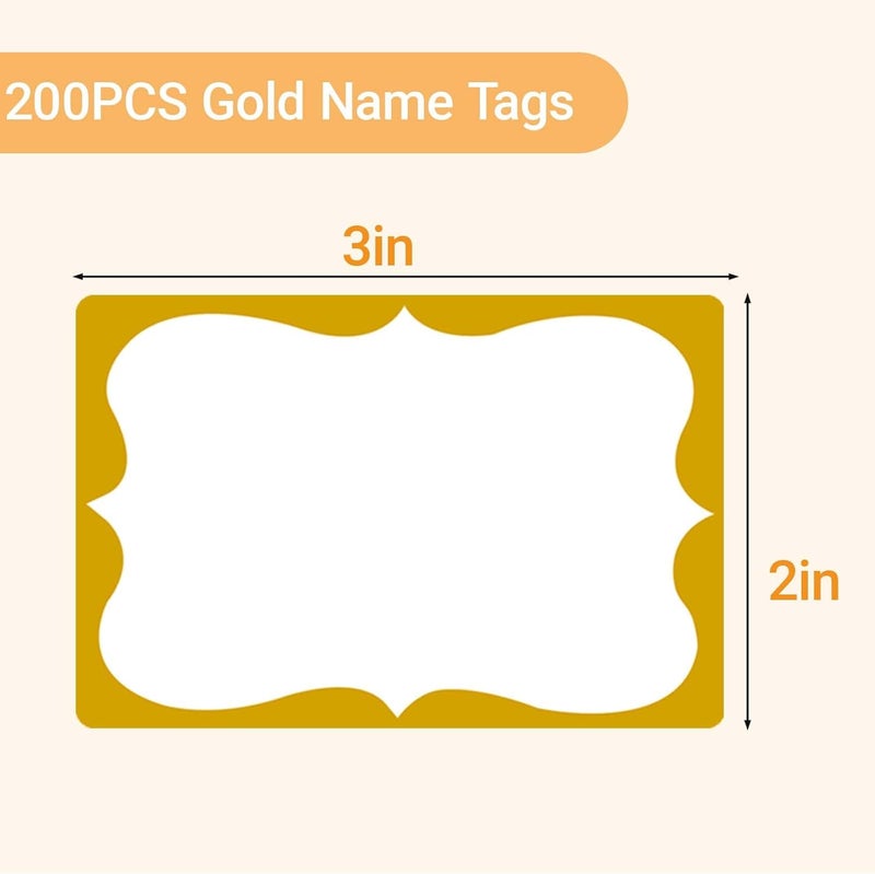 labelon Gold Name Tags,2"x 3" Name Tag Stickers roll with Gold Border 200 Pcs Adhesive Name Tags Sticker Name Badges Labels for School, Office, Home, Party, Conferences, New Year - Image 3