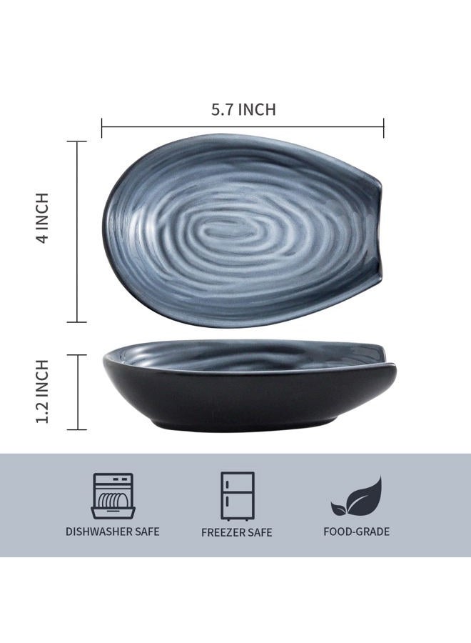 Hasense Spoon Rest for Stove Top and Kitchen Countertop, Large Heat-resistant Spoon Holder for Spatula Ladles Tongs, Farmhouse Cooking Spoon Holder for Home Kitchen Decor, Grey and Blue, 1 PC - Image 4