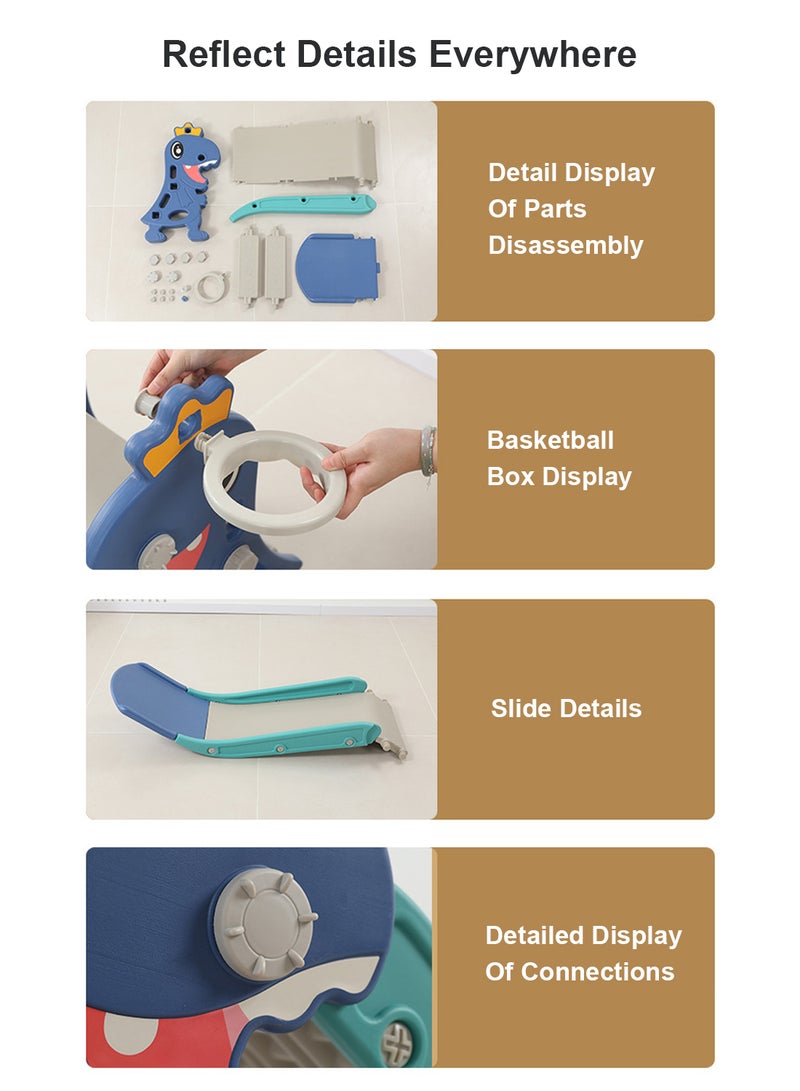 MaBaby Children's Freestanding Slide Indoor Household Small Kids Slide for Toddlers Folding Indoor Freestanding Slide Easy Assemble Children Climber Playset Toy Climber Freestanding Toddler Slide Basketball - Image 5