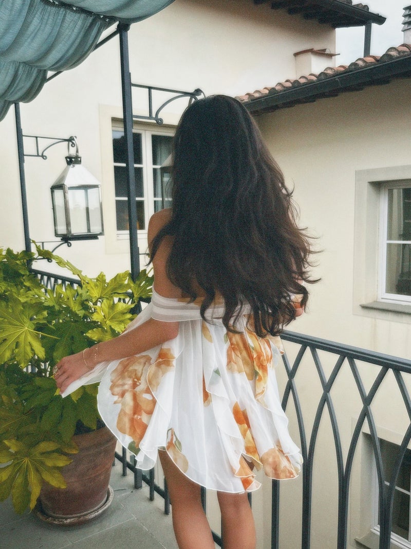 2026 New Style Chiffon Printed French-Style Strapless Fairy Dress Holiday Style Backless Short Dress - Image 5