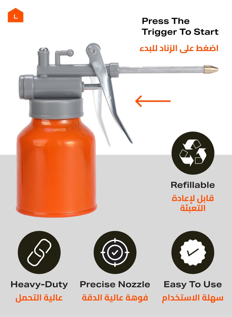 لوازم زجاجة زيت بلون برتقالي | علبة آمنة من الستيل المجلفن لاختراق الزيت مع طرف بخاخ زيت معدني بلون برتقالي| خزان زيت روبوت مع مقبض - Image 4
