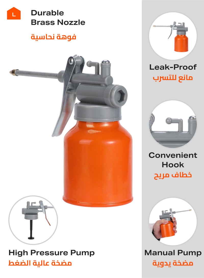 لوازم زجاجة زيت بلون برتقالي | علبة آمنة من الستيل المجلفن لاختراق الزيت مع طرف بخاخ زيت معدني بلون برتقالي| خزان زيت روبوت مع مقبض - Image 3