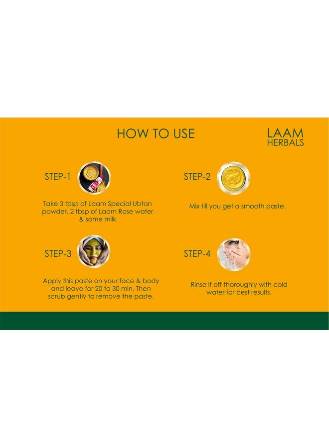 Laam Herbals Special Ubtan Powder | Bridal Ubtan | With 25 Aryurvedic Natural Herbs | Face & Body Cleanser | Natural Scrub | Instant Glow, De-Tan, Dead Skin Removal & Rejuvenate (500 G) - Image 4