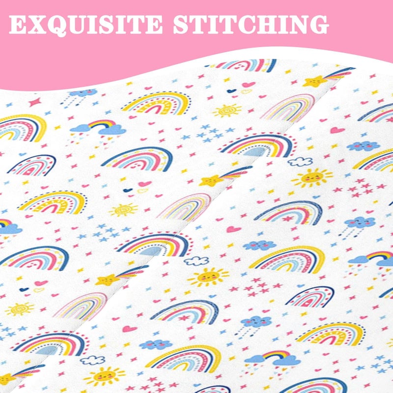 Nesker Zipper Bedding Twin Colorful Cartoon Zip Up Bedding Set for Girls and Kids, Cute Boho Rainbow 3 Pcs Comforter Bed in a Bag with Fitted Sheet and 2 Pcs Pillowcases - Image 5