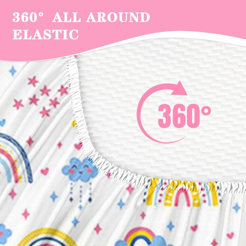 Nesker Zipper Bedding Twin Colorful Cartoon Zip Up Bedding Set for Girls and Kids, Cute Boho Rainbow 3 Pcs Comforter Bed in a Bag with Fitted Sheet and 2 Pcs Pillowcases - Image 4