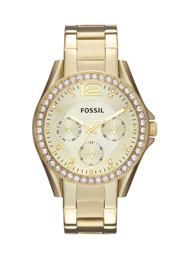 FOSSIL Women Water Resistant Metal Chronograph Watch ES3203 - 37 mm - Gold - Image 1