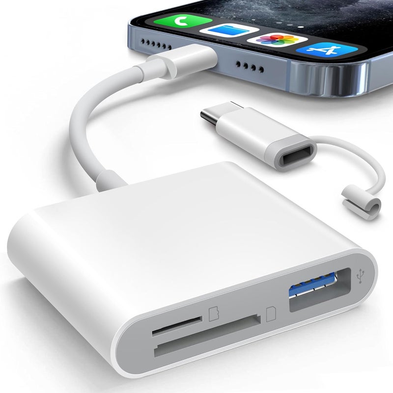 Type-C Card Reader for iPhone Android, SD/TF/USB Adapter - Image 1