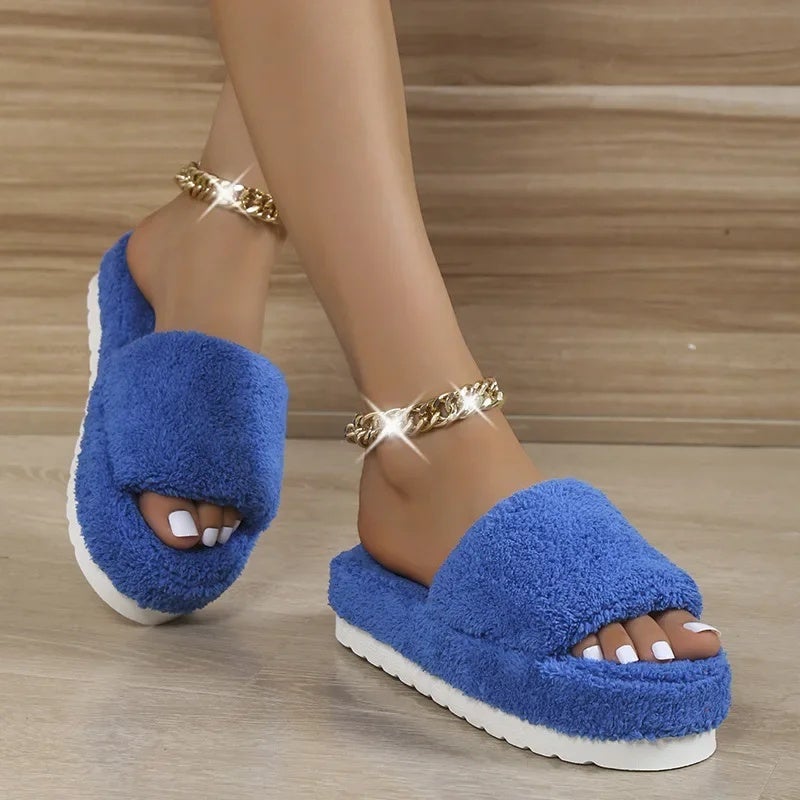 foreign trade plus size towel slippers 2022 autumn and winter New and fashion outerwear thick bottom furry slippers - Image 4