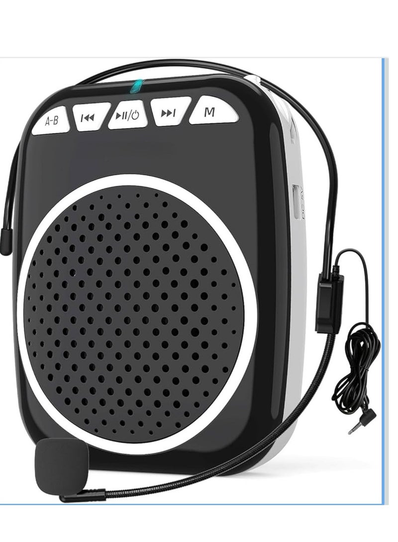 Voice Amplifier 10W Speaker with Microphone Headset Protable Rechargeable PA System Support Bluetooth TF U Disk Playback for Teacher, Speech, Training, Meeting, Tour Guide, Classroom - Image 1