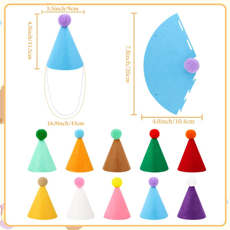 Hxezoc 10 Pcs Mini Birthday Party Hats Multicolor Lovely Cone Hats for Animals Stuffed Pets Birthday Holiday Accessories Decoration Supplies - Image 2