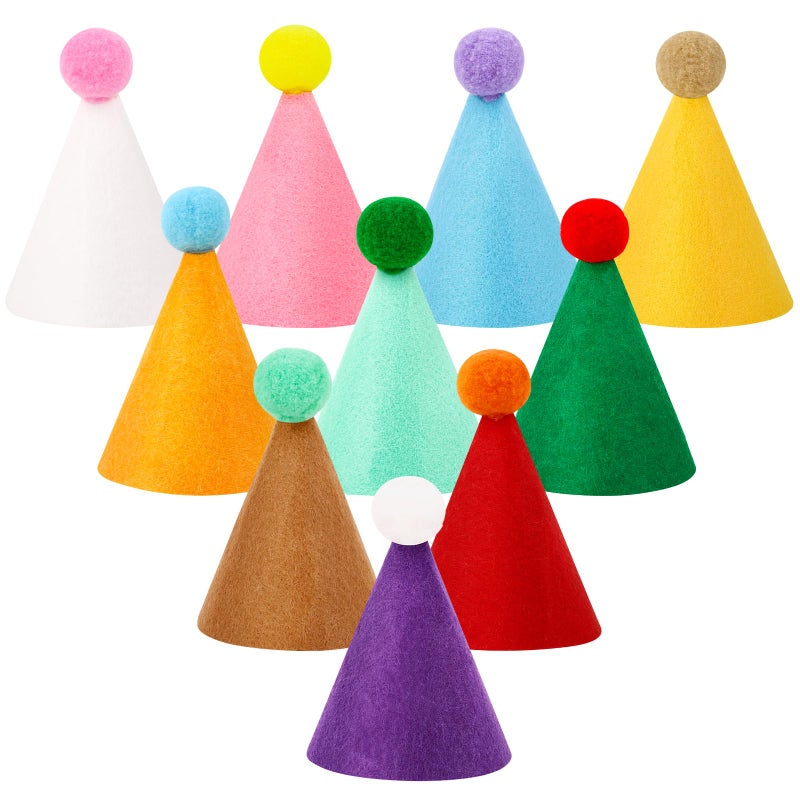 Hxezoc 10 Pcs Mini Birthday Party Hats Multicolor Lovely Cone Hats for Animals Stuffed Pets Birthday Holiday Accessories Decoration Supplies - Image 1