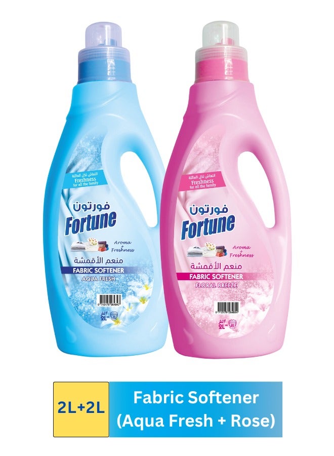 Fortune Fabric Softener 2 Litre + 2 Litre (Aqua & Rose) 4 Litre Combo - Image 1
