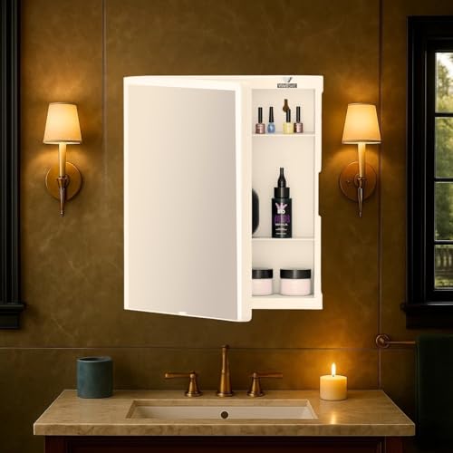 Well Set New Rich Look Bathroom Cabinet with Mirror White | Storage Organiser | Strong Plastic Bathroom Shelves Wall Mounted | Mirror Cabinet- (Made in India) - Image 1