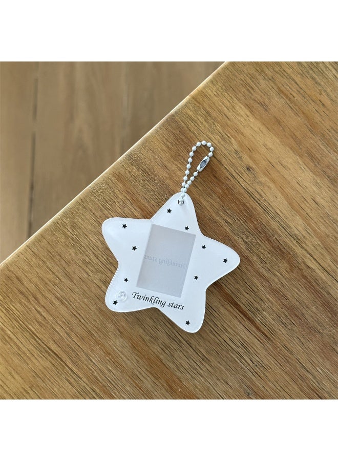 NIBEMINENT 1 - Piece Pentagram Kpop Photo Card Holder Pendant Key Chain ID Badge Holder ID Card Holder Photo Card Protector for School ID Office ID Access Card for Women Girls - Image 1